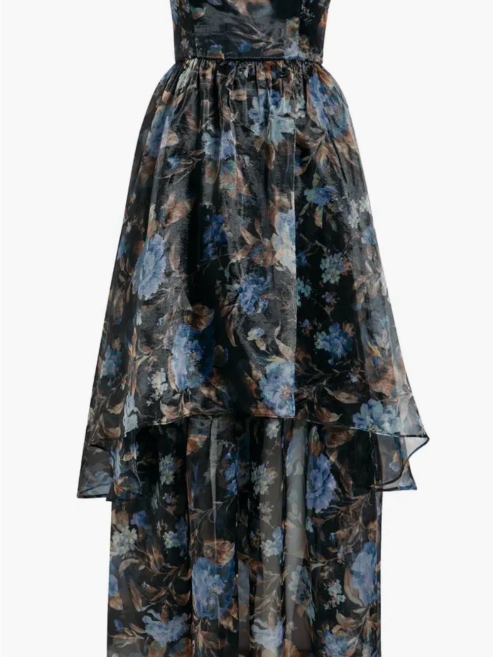 Lulu's Strapless Black and Blue Floral High-Low Dress - Picture 4 of 4